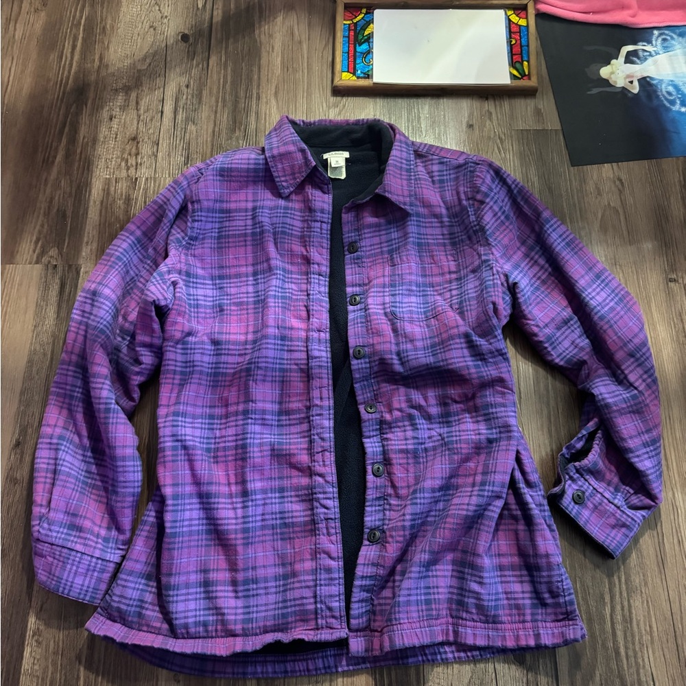 Purple Plaid / Flannel Long Sleeve Button up / Shacket